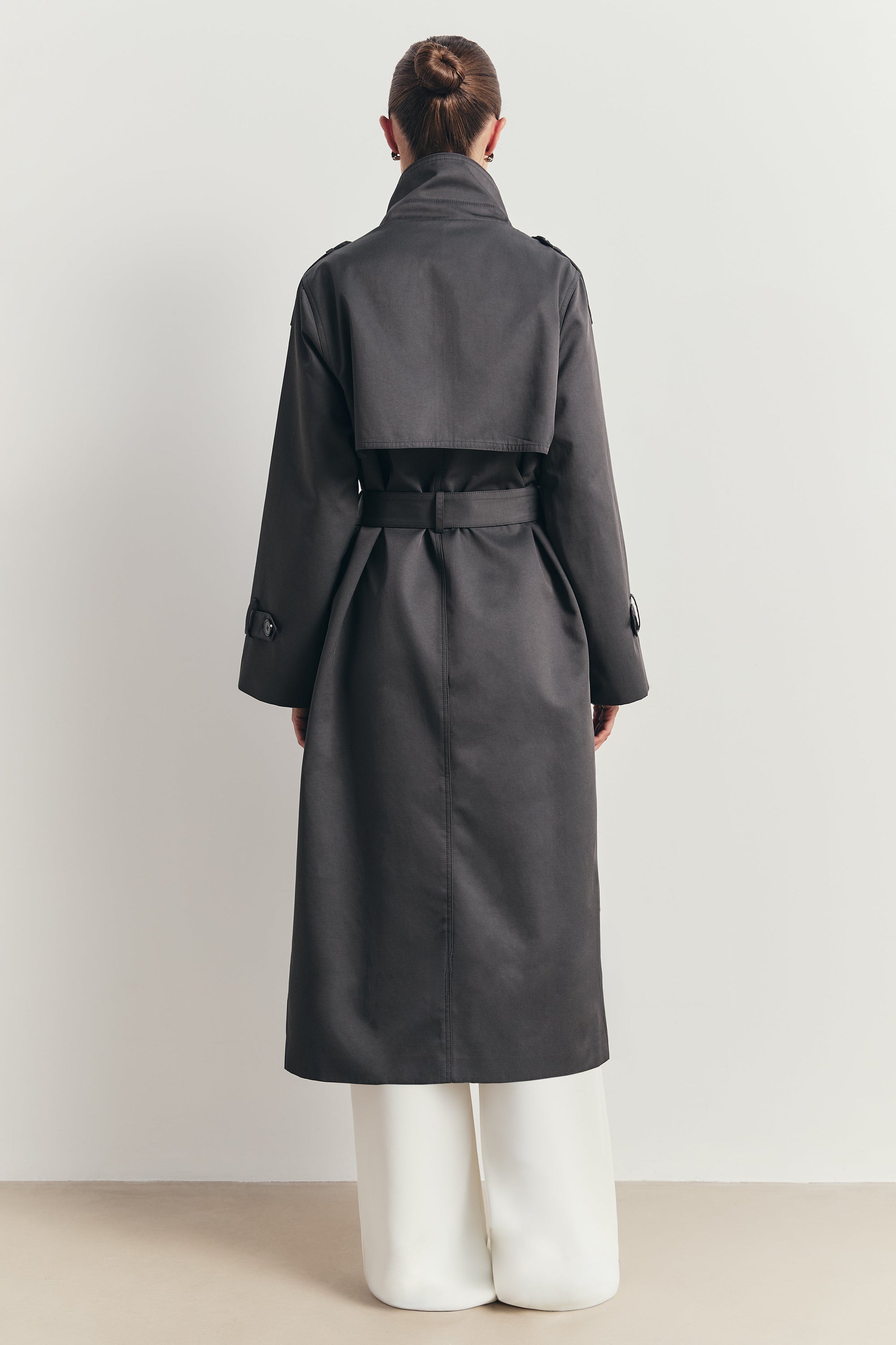Vintage Funnel Neck Trench Coat - Petrol