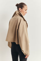 Cropped Funnel Neck Open Jacket - Tan