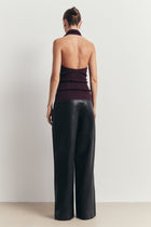 Relaxed Ribbed High Neck Halter Top - Mulberry