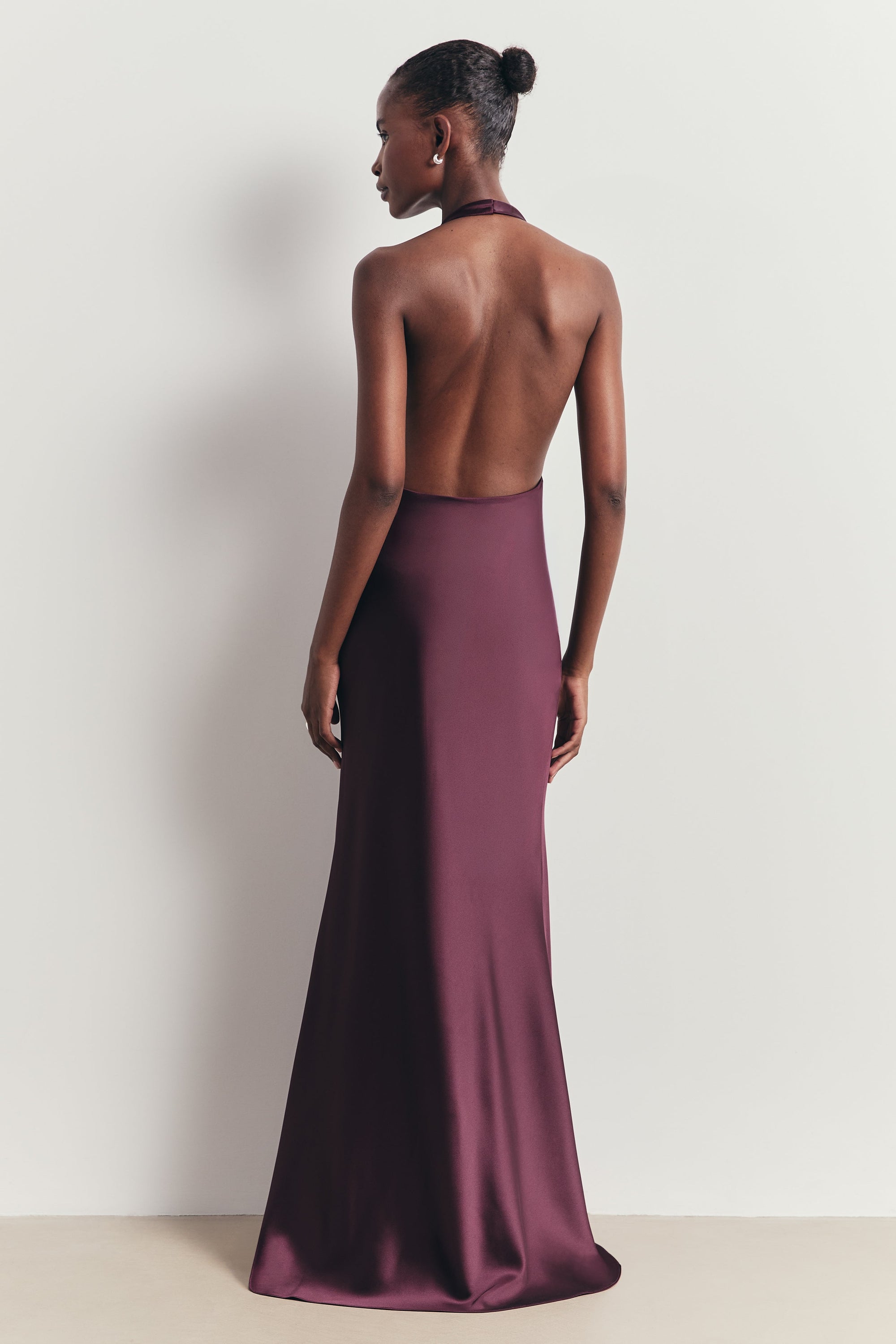 Plunging Knot Detail Gown with Fringing - Mulberry