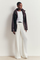 Leather Cargo Utility Jacket - Oxblood