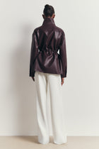Leather Cargo Utility Jacket - Oxblood