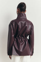 Leather Cargo Utility Jacket - Oxblood