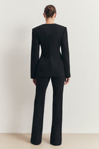 Tailored Clean Cut Wide Leg Trousers - Black