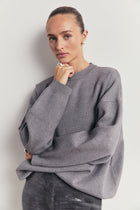 Relaxed Dropped Shoulder Crew Neck Jumper - Slate