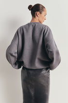 Relaxed Dropped Shoulder Crew Neck Jumper - Slate