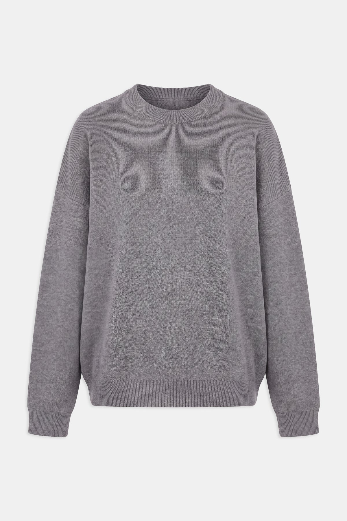 Relaxed Dropped Shoulder Crew Neck Jumper - Slate