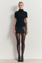 Clean Cut Leather Micro Skirt - Black