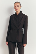 Tailored Cocoon Blazer with Belt - Java
