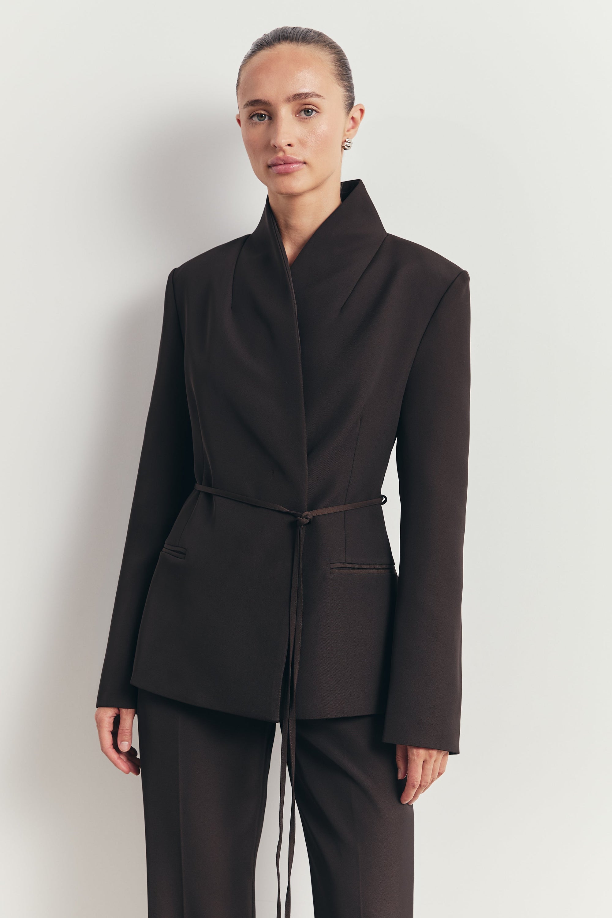 Tailored Cocoon Blazer with Belt - Java