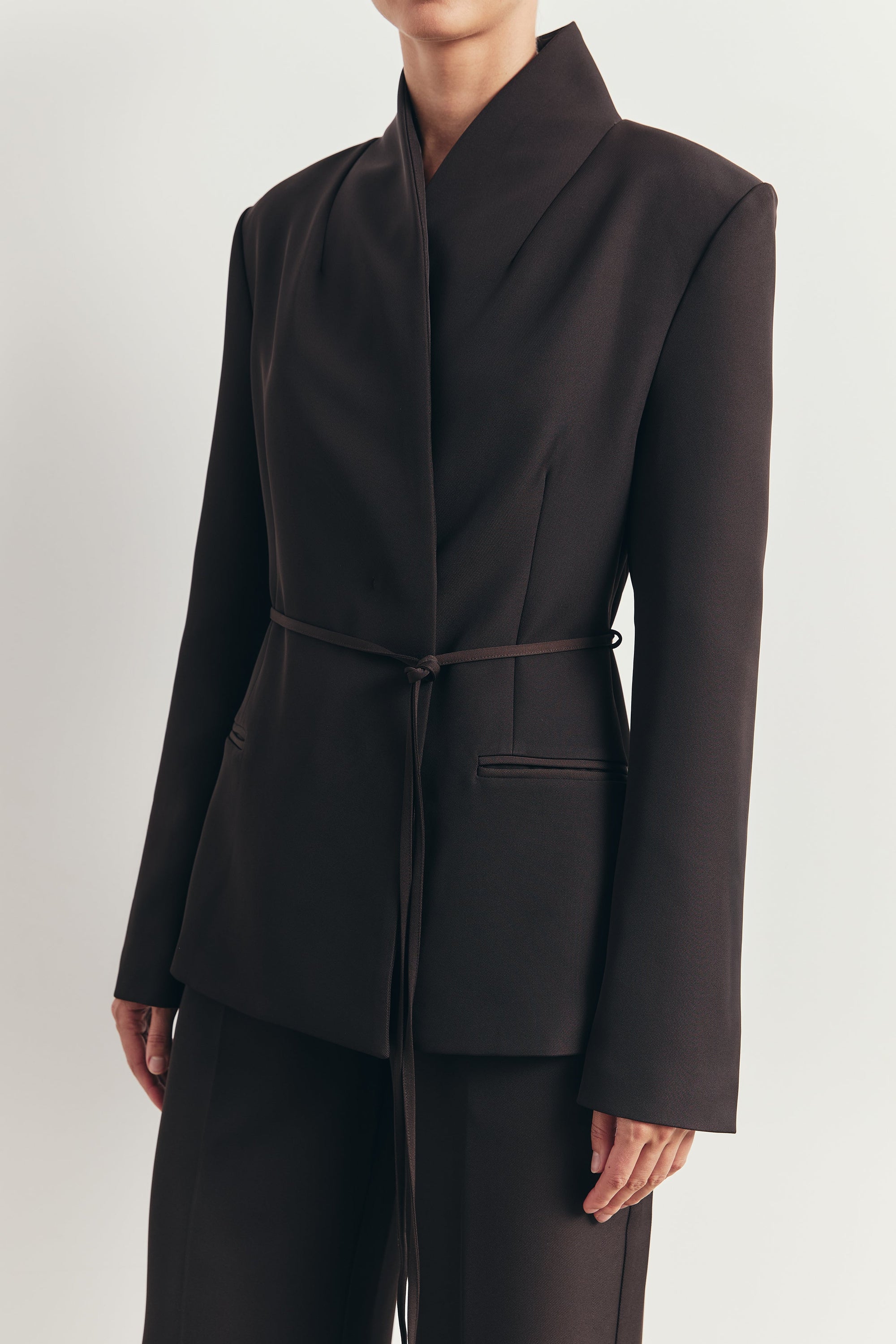 Tailored Cocoon Blazer with Belt - Java