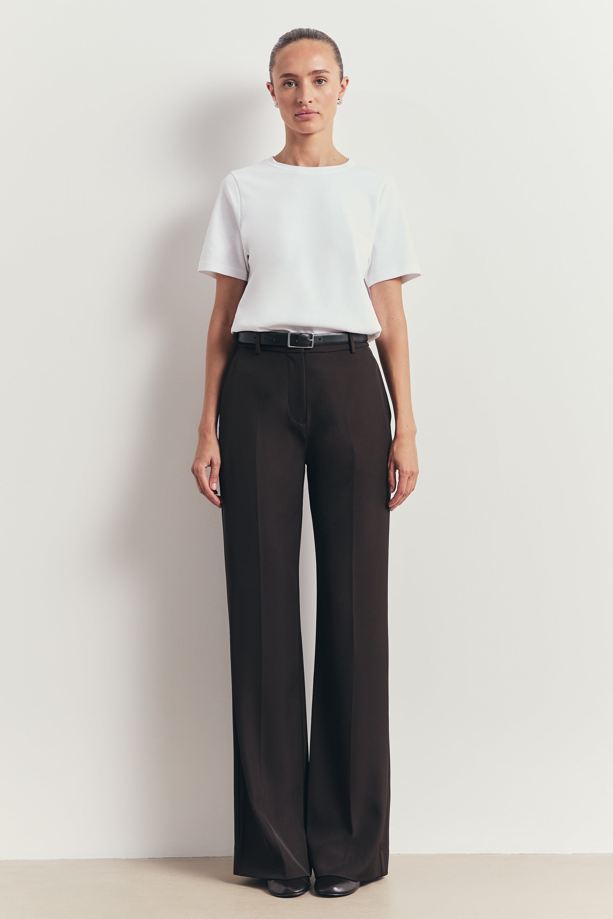 Tailored High Rise Wide Leg Trousers - Java