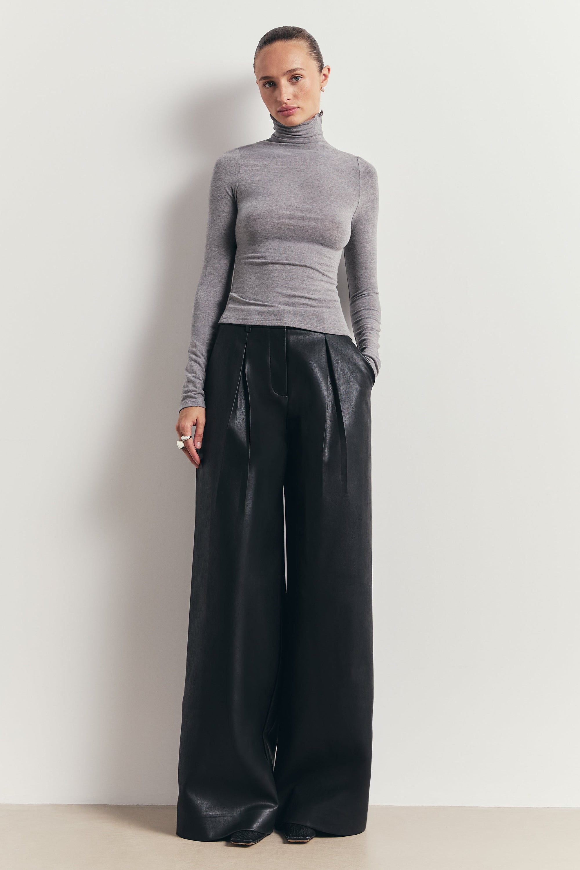 High Neck Longsleeve Top - Slate