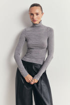 High Neck Longsleeve Top - Slate