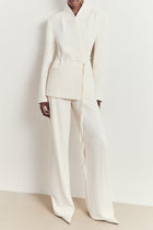 Tailored Cocoon Blazer with Belt - Cream