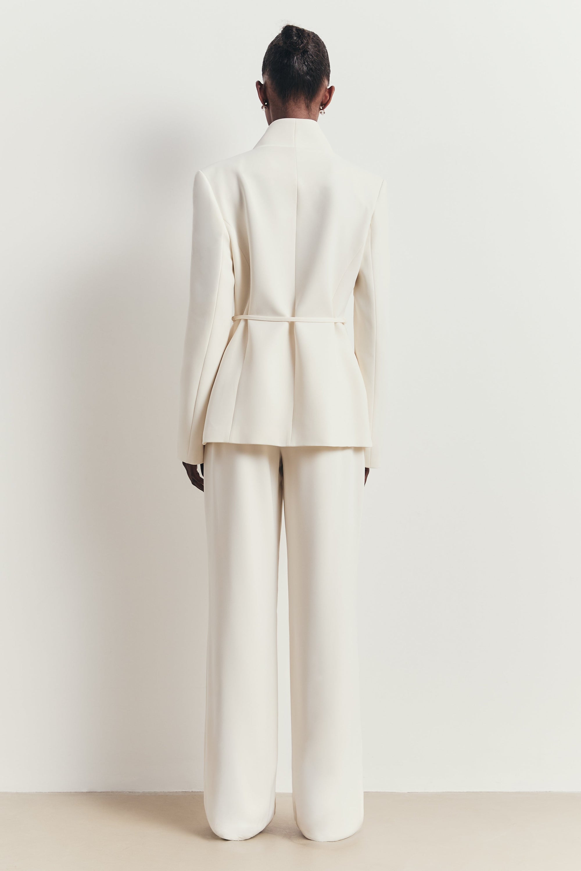 Tailored Cocoon Blazer with Belt - Cream