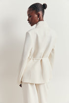 Tailored Cocoon Blazer with Belt - Cream
