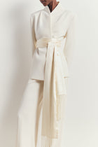 Tailored Cocoon Blazer with Belt - Cream