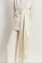 Satin Scarf with Fringing - Cream
