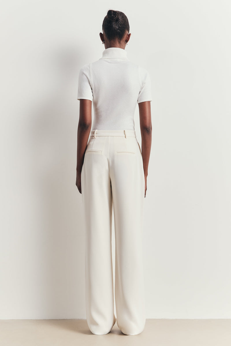 Tailored High Rise Wide Leg Trousers - Cream