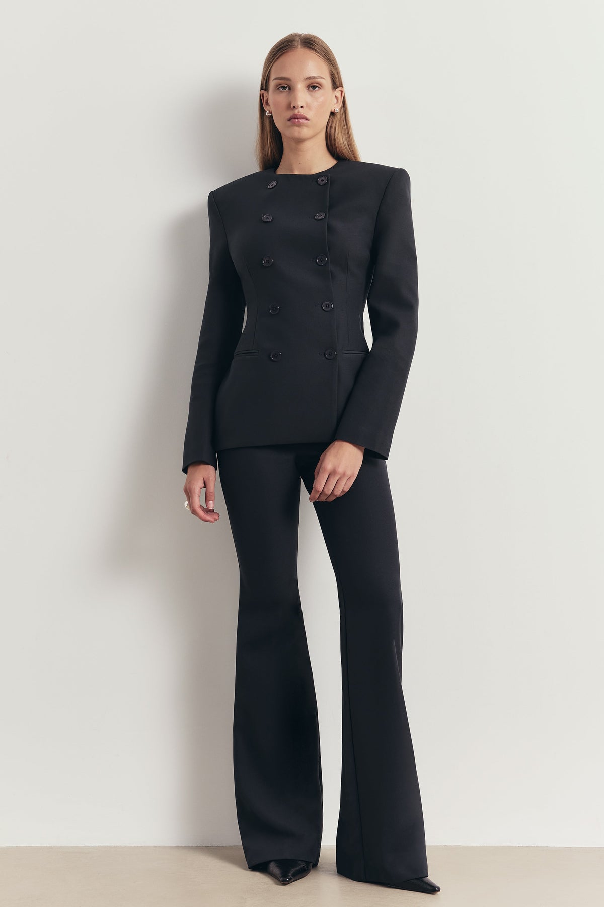 Tailored Clean Cut Wide Leg Trousers - Petrol