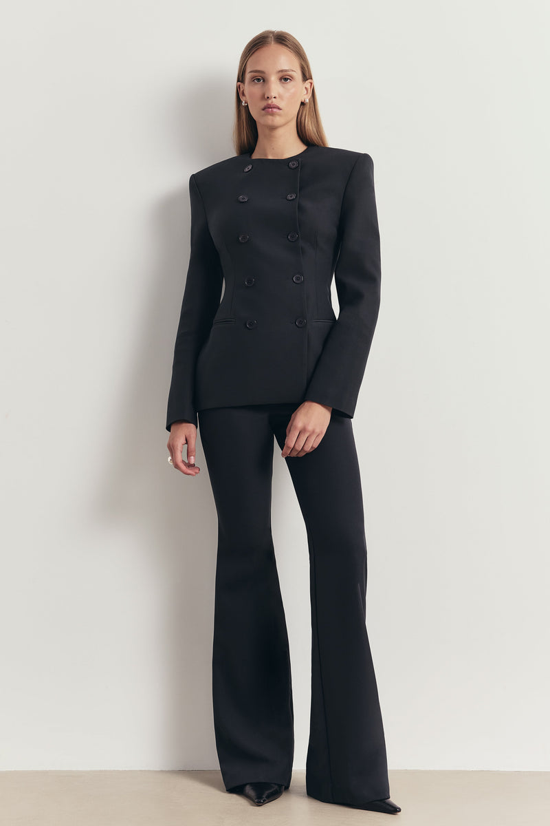 Tailored Clean Cut Wide Leg Trousers - Petrol