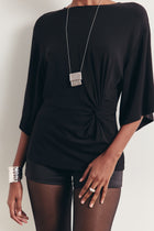 Gathered Knot Detail T-Shirt - Black