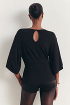 Gathered Knot Detail T-Shirt - Black