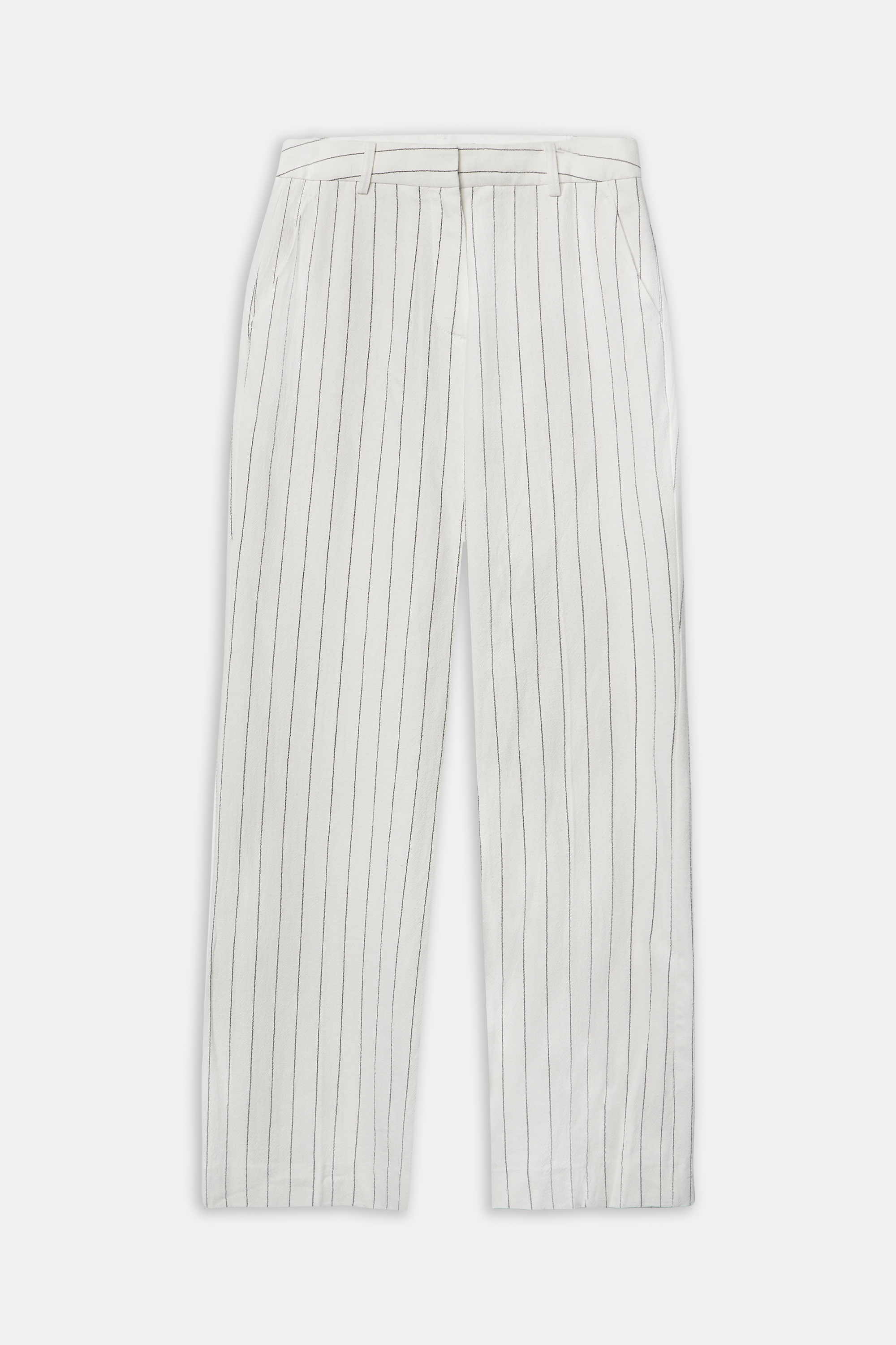 Tailored Linen Trousers - Cream/Black