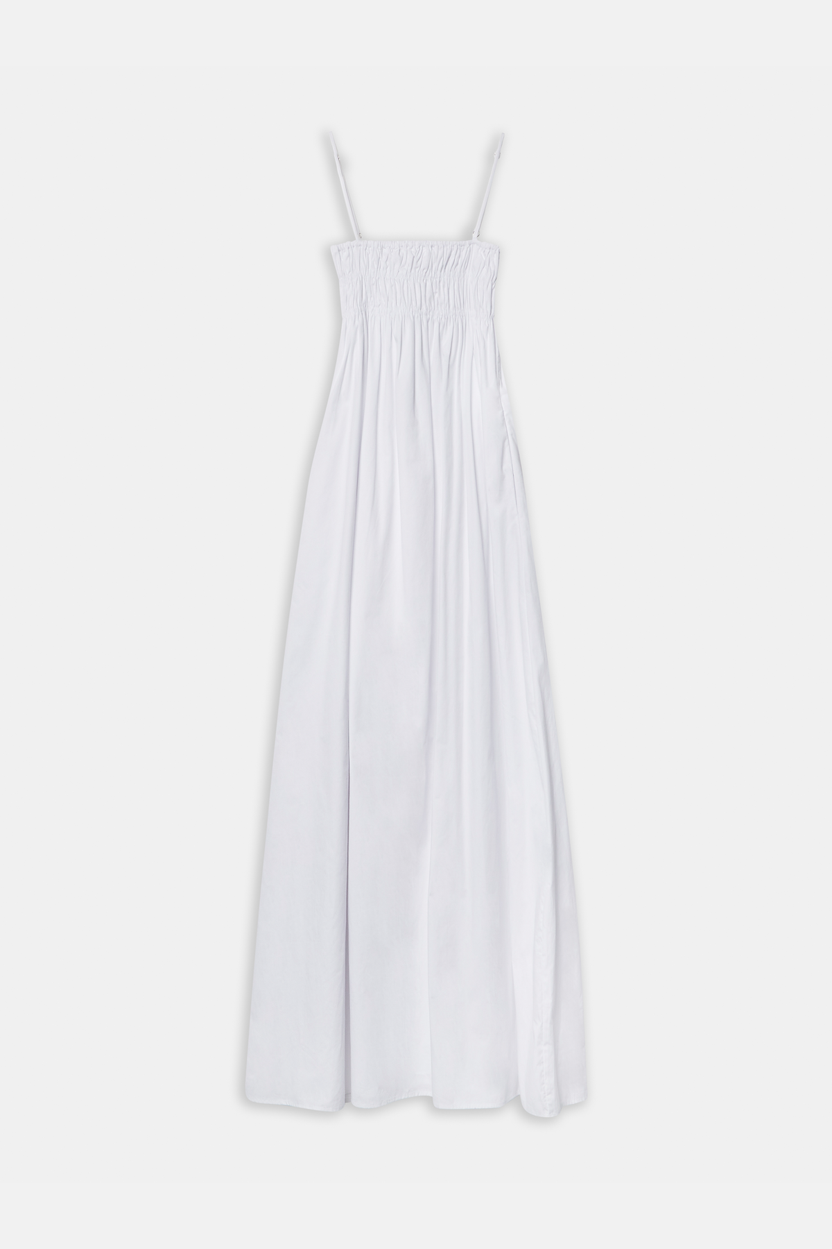 Ruched Cotton Maxi Dress - White