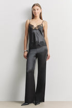 Satin Lace Detail Camisole - Black