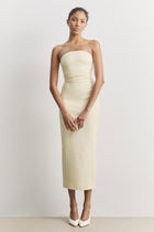 Strapless Ruched Midaxi Dress - Buttermilk