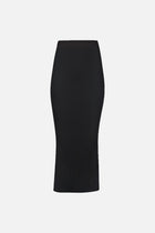 Ribbed Knit Midi Skirt - Black