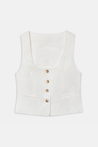 Scoop Neck Linen Waistcoat - White