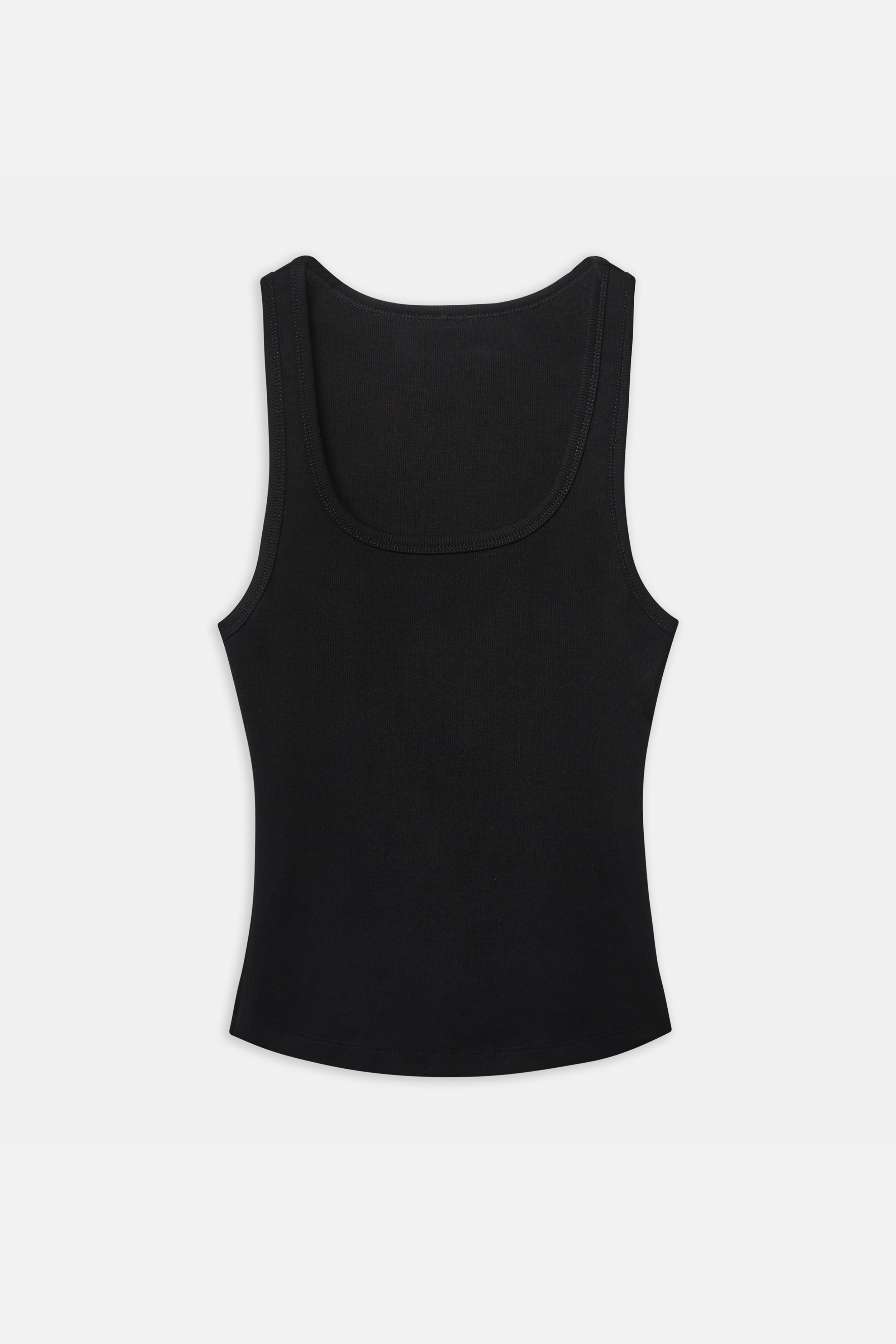 Ribbed Scoop Neck Vest - Black