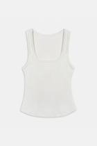 Ribbed Scoop Neck Vest - Ivory