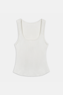 Ribbed Scoop Neck Vest - Ivory