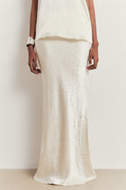 Crushed Satin Bias Cut Maxi Skirt - Champagne