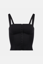 Square Neck Hook & Eye Corset - Black