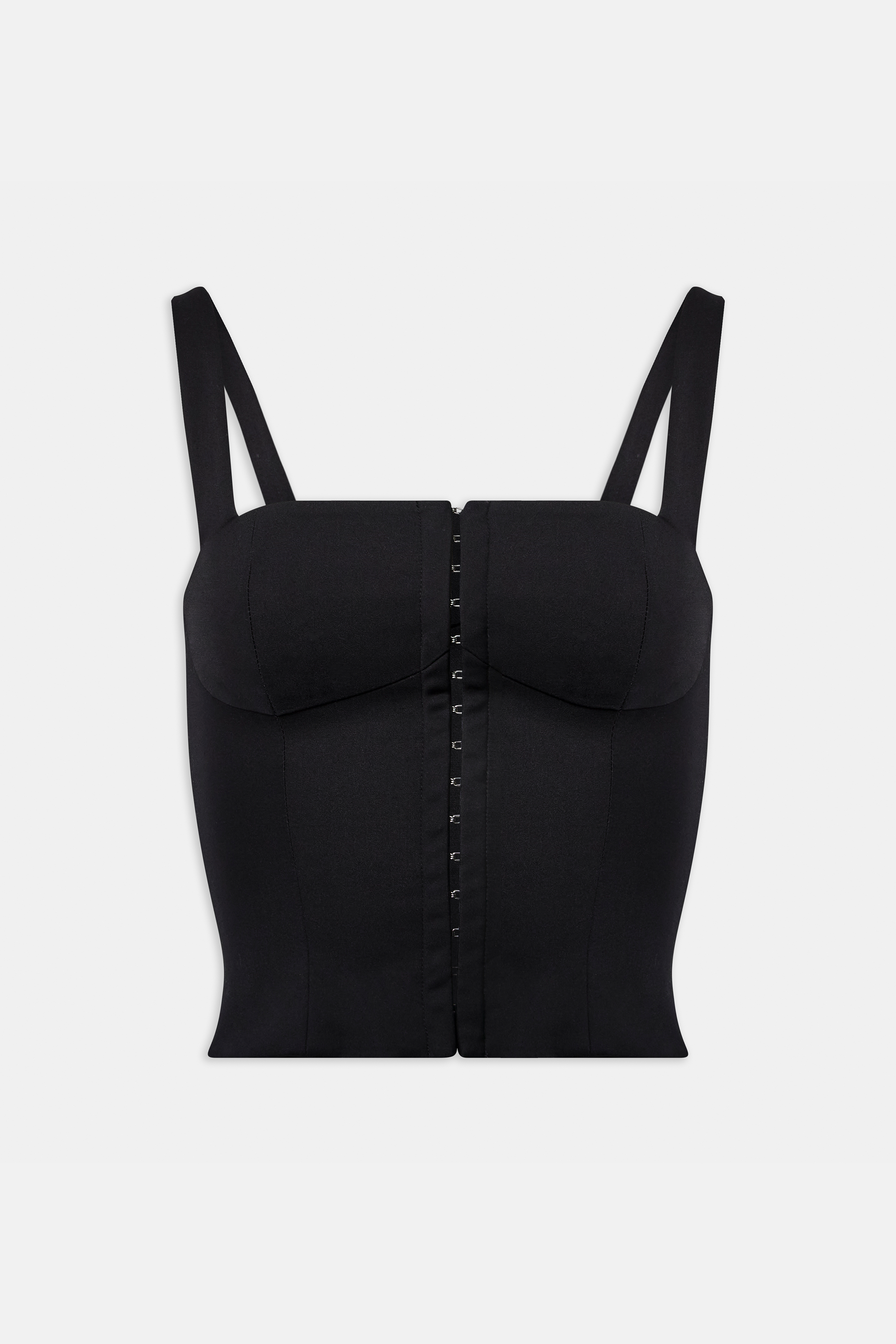 Square Neck Hook & Eye Corset - Black