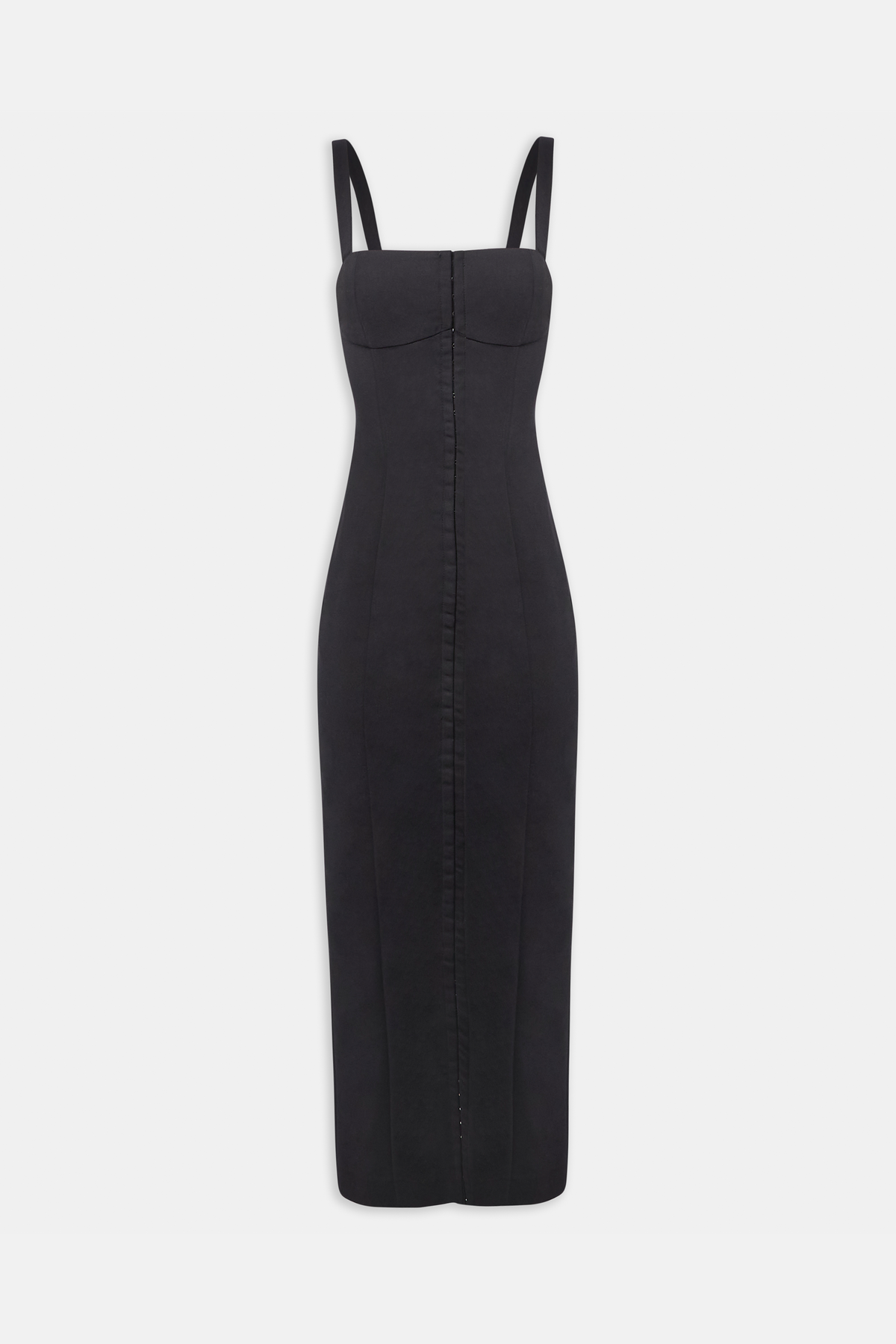 Square Neck Corset Maxi Dress - Black