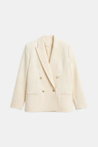 Dropped Waist Double Breasted Blazer - Cream
