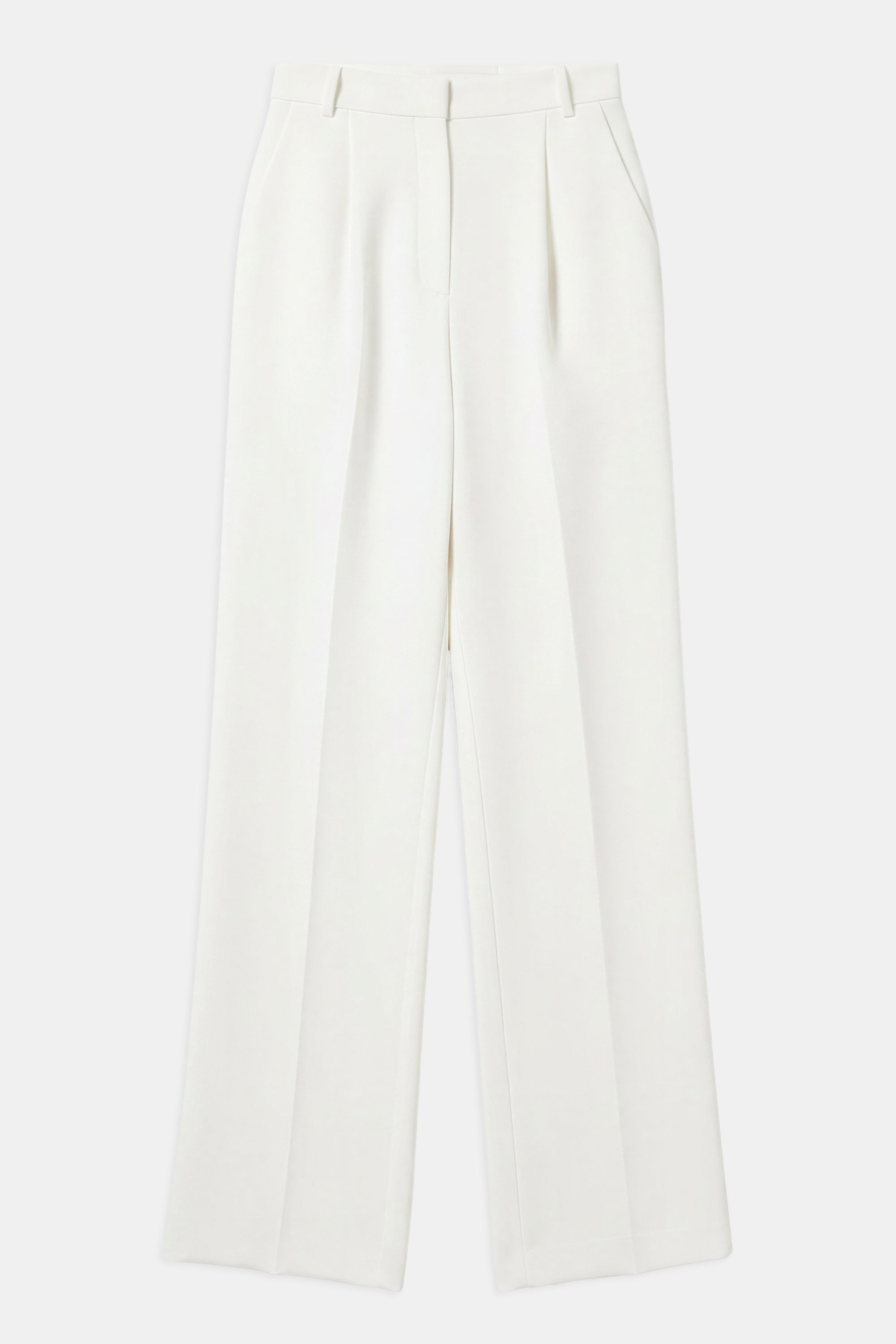 Effortless Pleated Wide Leg Trousers - White
