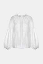 Sheer Chiffon Volume Sleeve Blouse - White