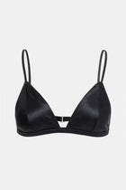 Satin Delicate Triangle Bra - Black