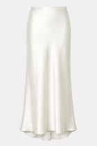 Tailored Satin Bias Cut Maxi Skirt - Ivory