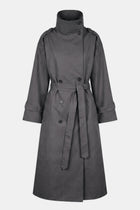 Vintage Funnel Neck Trench Coat - Petrol