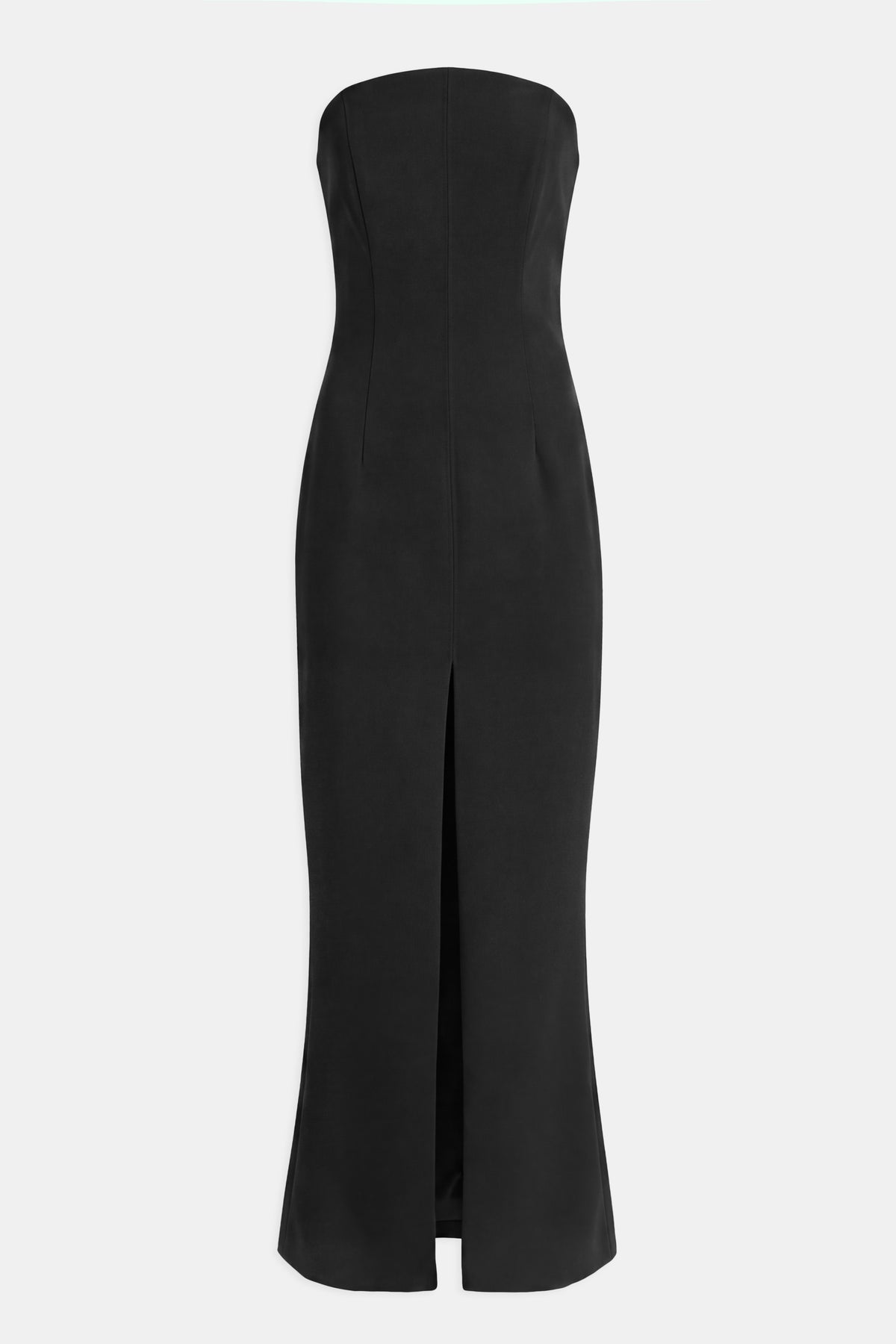 Strapless Tailored Slit Hem Maxi Dress - Black