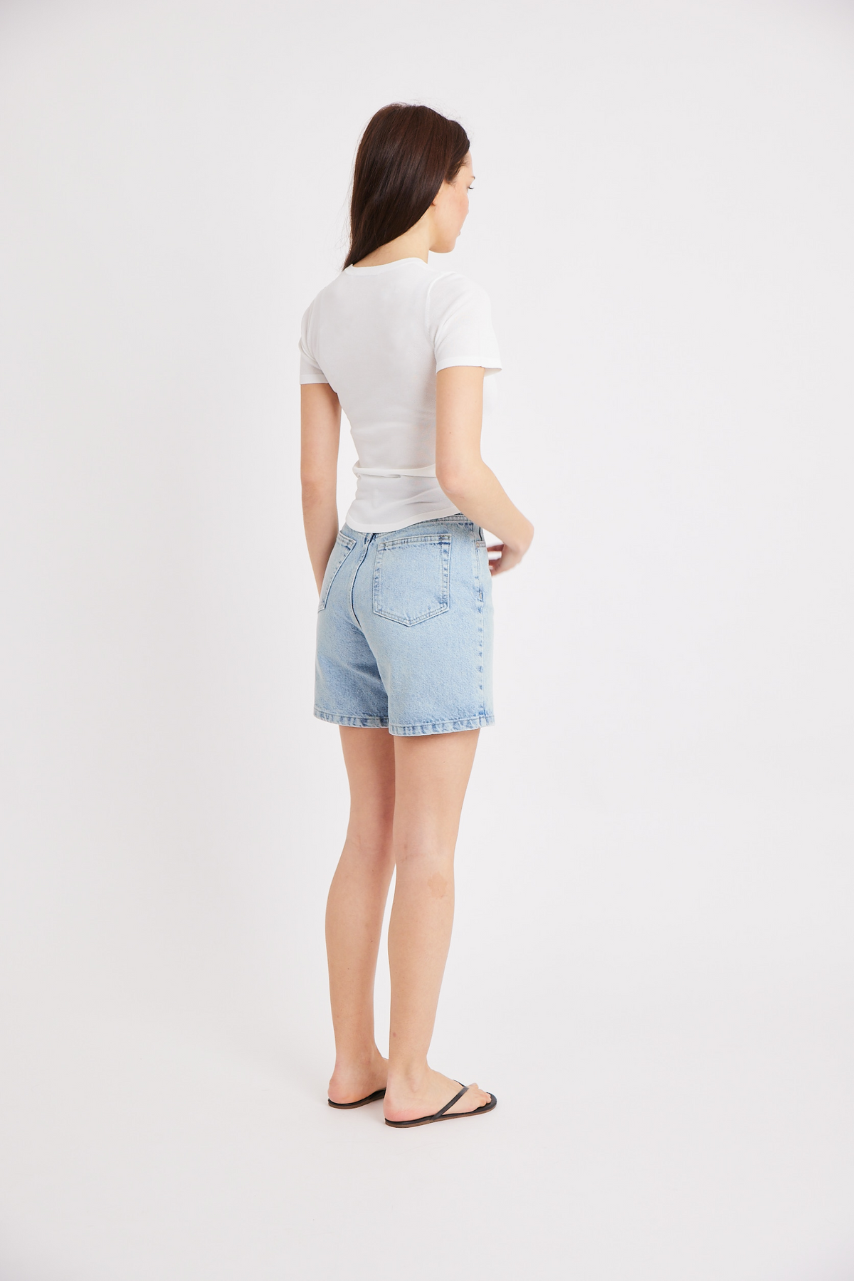 High Waisted Mom Shorts - Light Blue