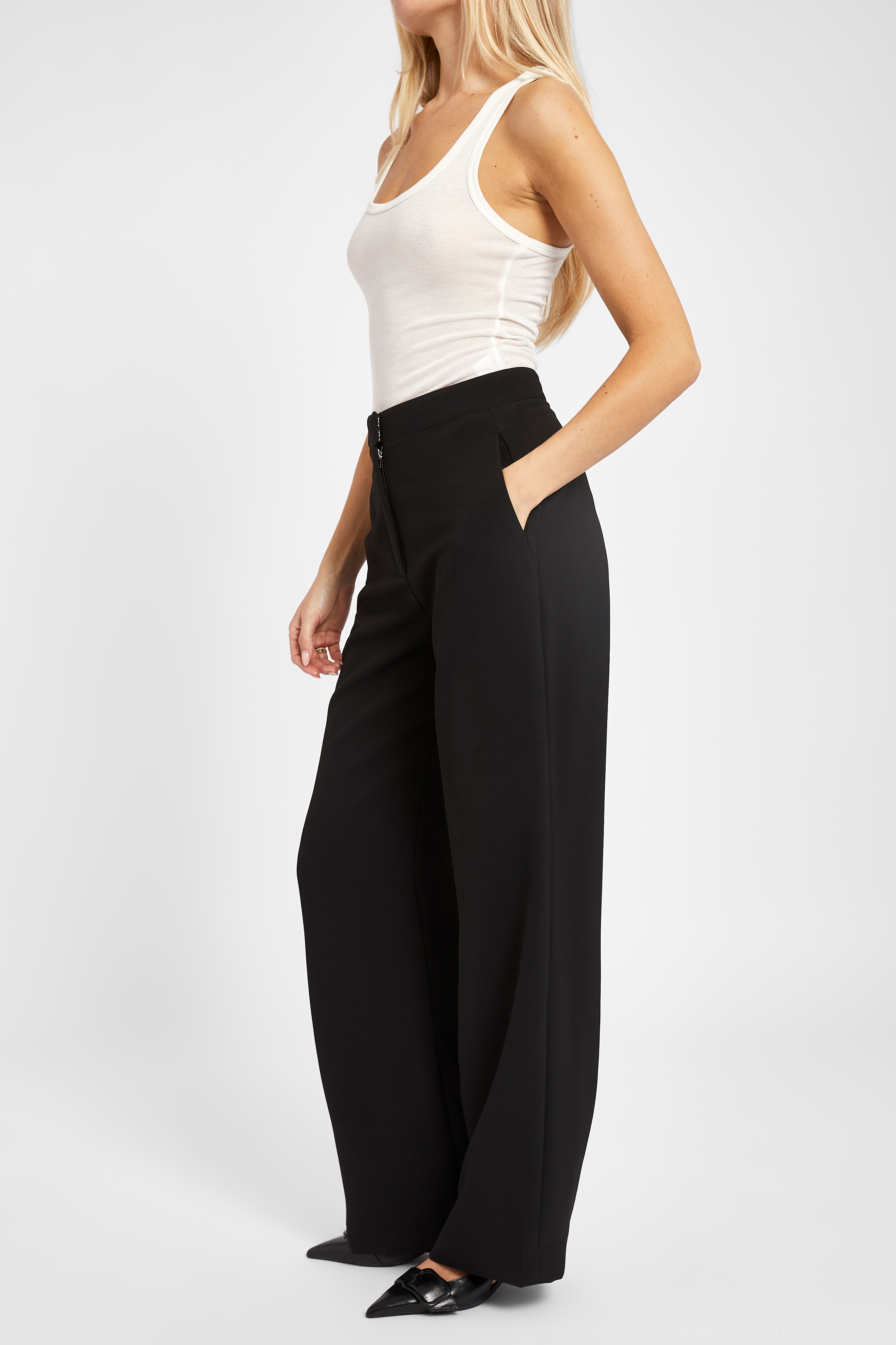 Effortless Wide Leg Trousers - Black